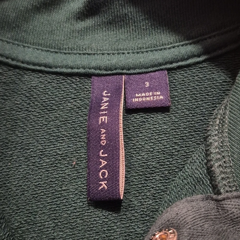 Janie and Jack boys size 3 green long sleeve 3 snap shirt VGUC - Picture 3 of 6
